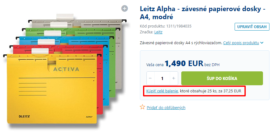 Funkce koupit celý karton